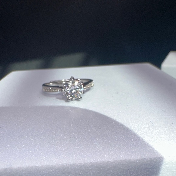 Radiant Silver Solitaire Ring 1 CT Moissanite D Color With GRA - Picture 6 of 6